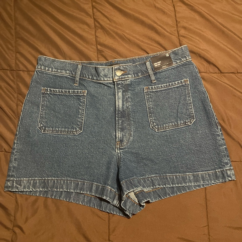 Express Mom Shorts Size 14 High Rise Stretch Blue 64 Dollars Great Deal